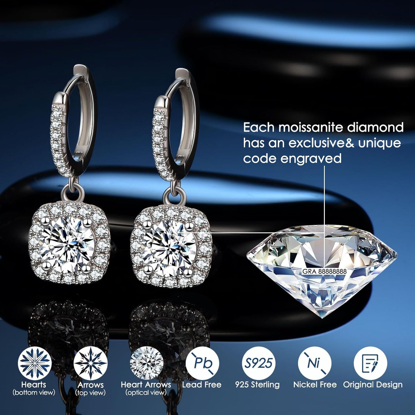 Dangling Moissanite Earrings