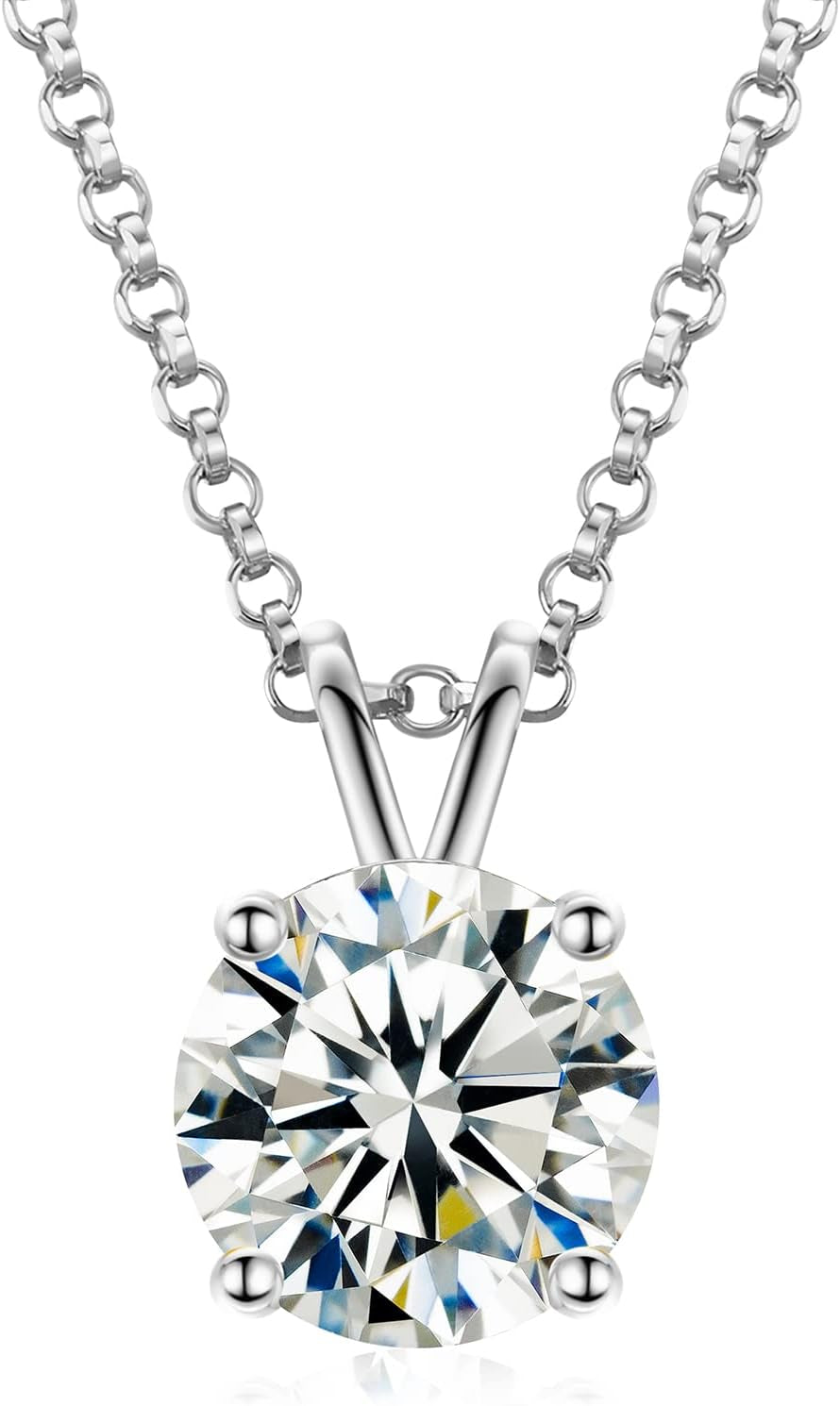 Round Solitaire Moissanite Necklace