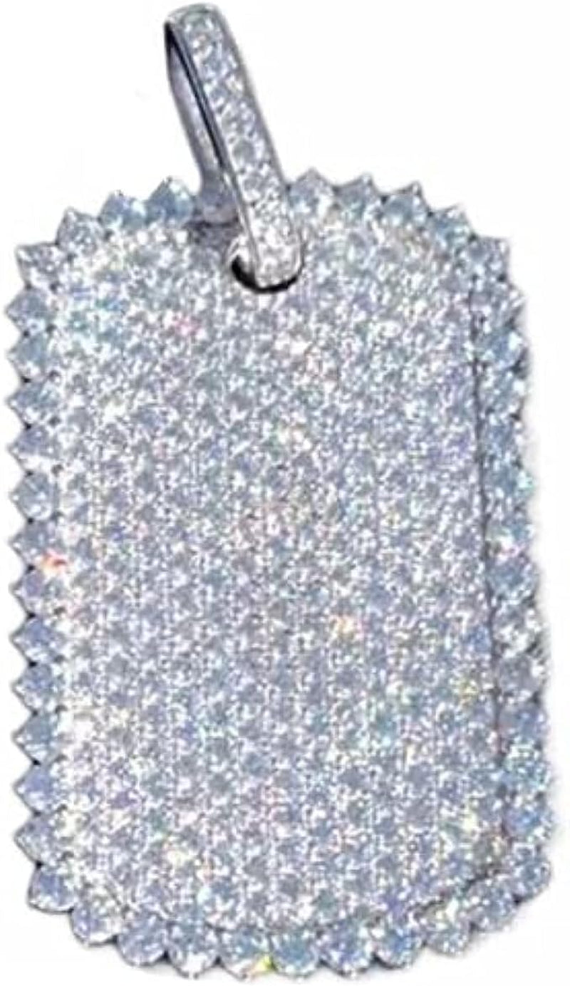 VVS1 Moissanite Dog Tag Pendant Necklace