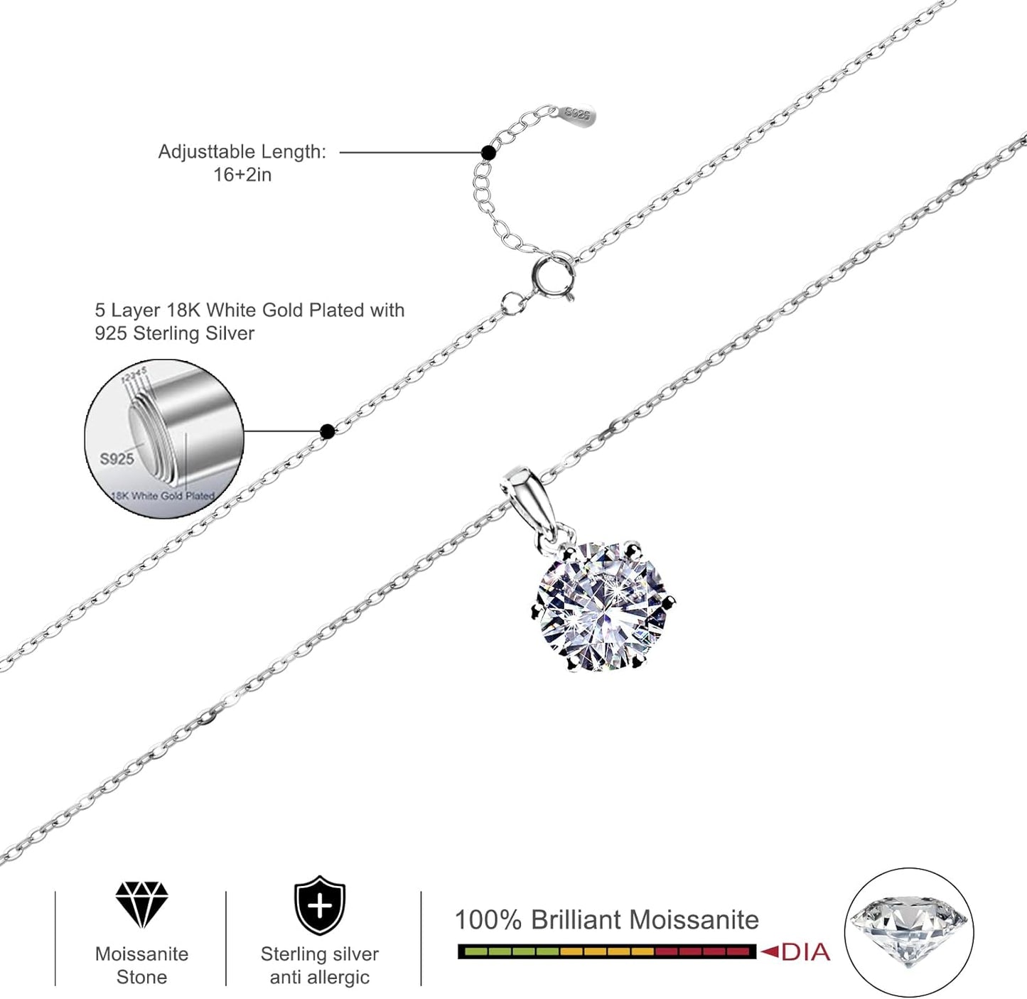 Ideal Cut Moissanite Pendant Necklace