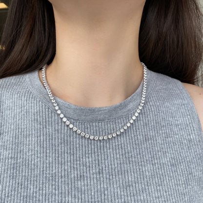 Round-Cut Tennis Necklace in .925 Silver (4mm CZ)