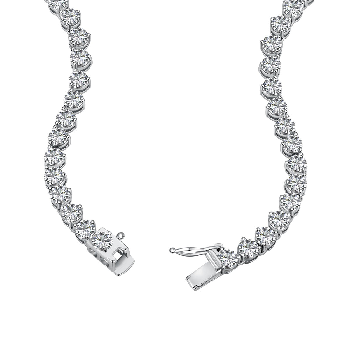 Round-Cut Tennis Necklace in .925 Silver (4mm CZ)