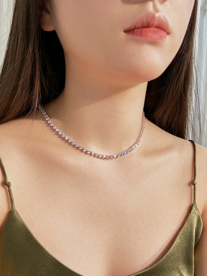 Round-Cut Tennis Necklace in .925 Silver (4mm CZ)