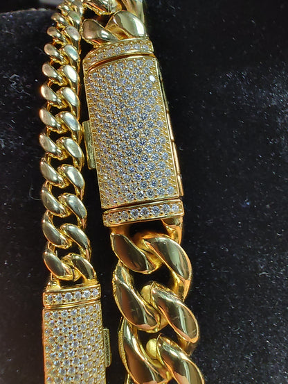 Moissanite Clasp Cuban Curb Link Chain