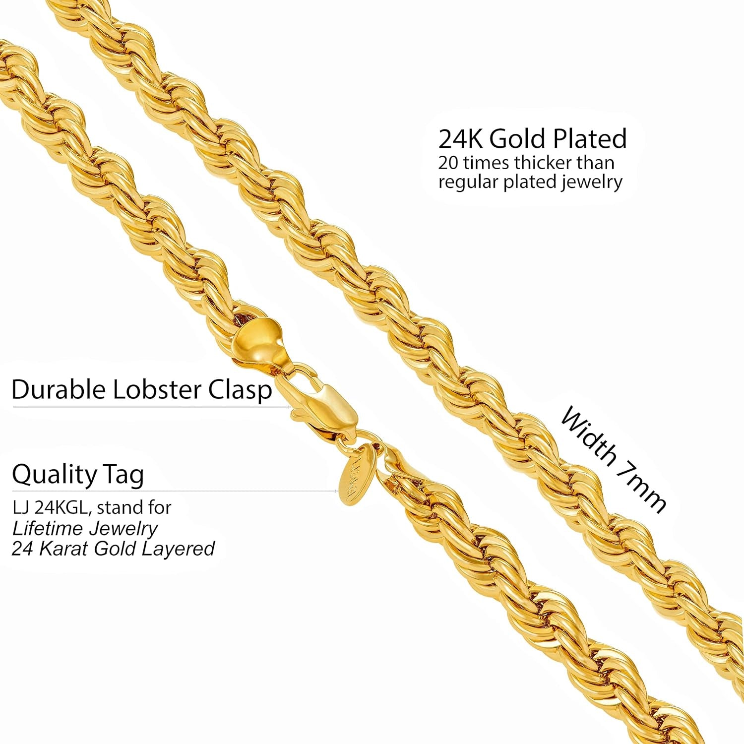 24K Gold Plated Rope (7mm)