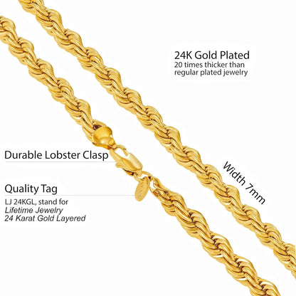 24K Gold Plated Rope (7mm)