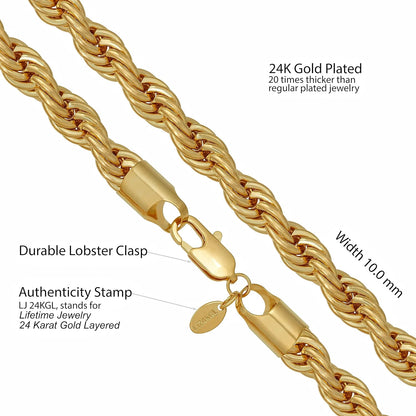 24K Gold Plated Rope (10mm)