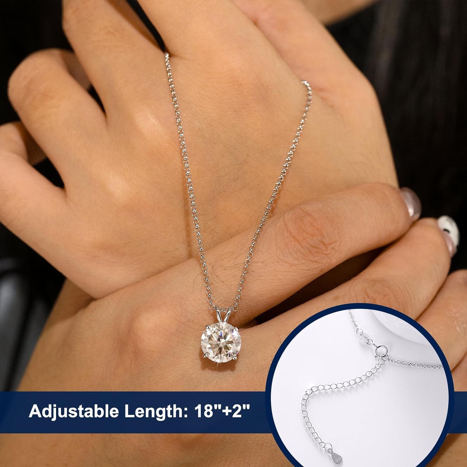 Round Solitaire Moissanite Necklace 