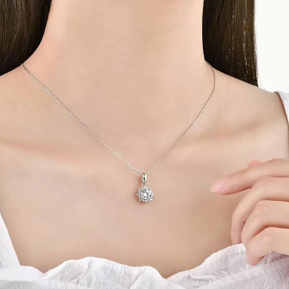 Moissanite Sunflower Pendant Necklace