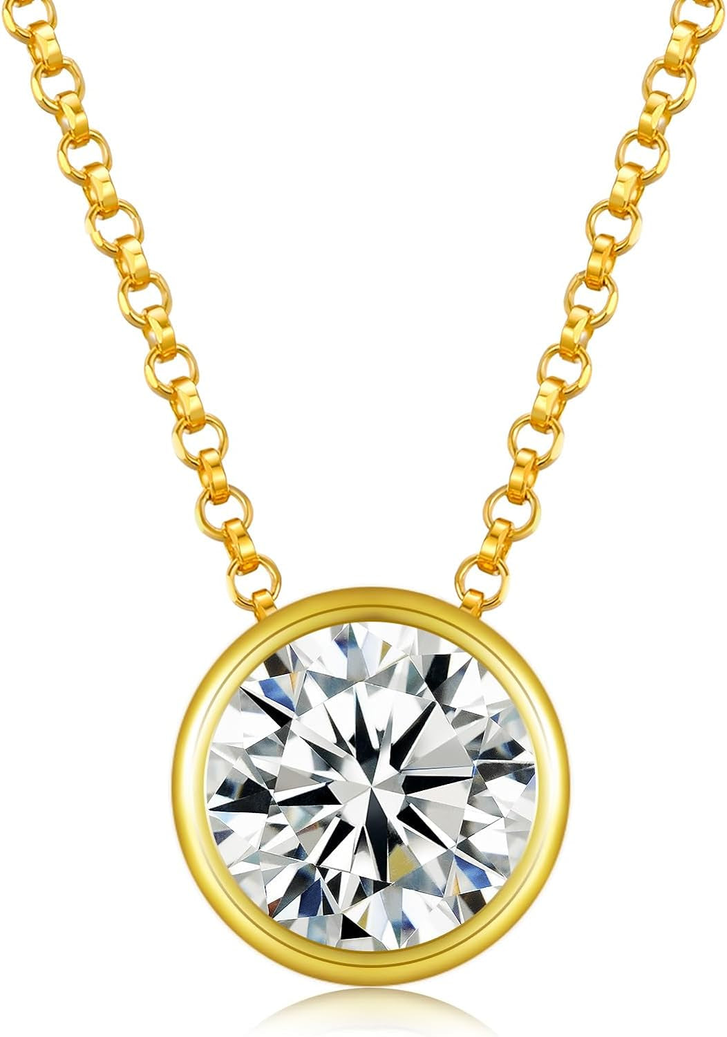 Round Solitaire Moissanite Necklace 