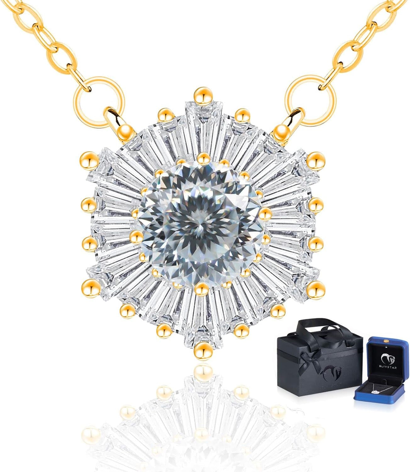 Moissanite Sunflower Pendant Necklace