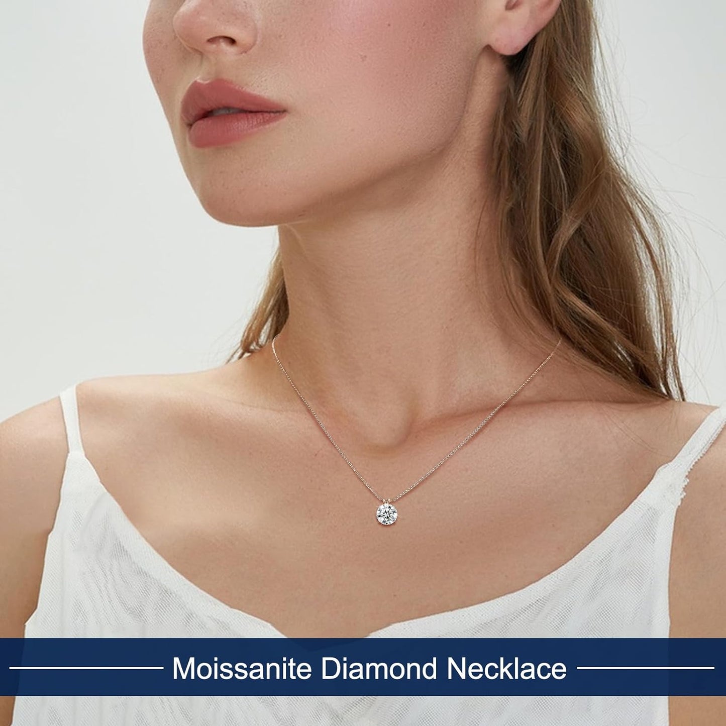 Round Solitaire Moissanite Necklace 