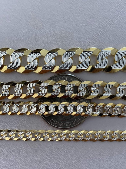 Two Tone Diamond Cut Flat Cuban Chain