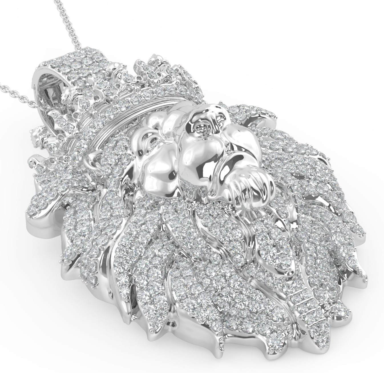 Leo w/ Moissanite Mane Pendant Charm Chain