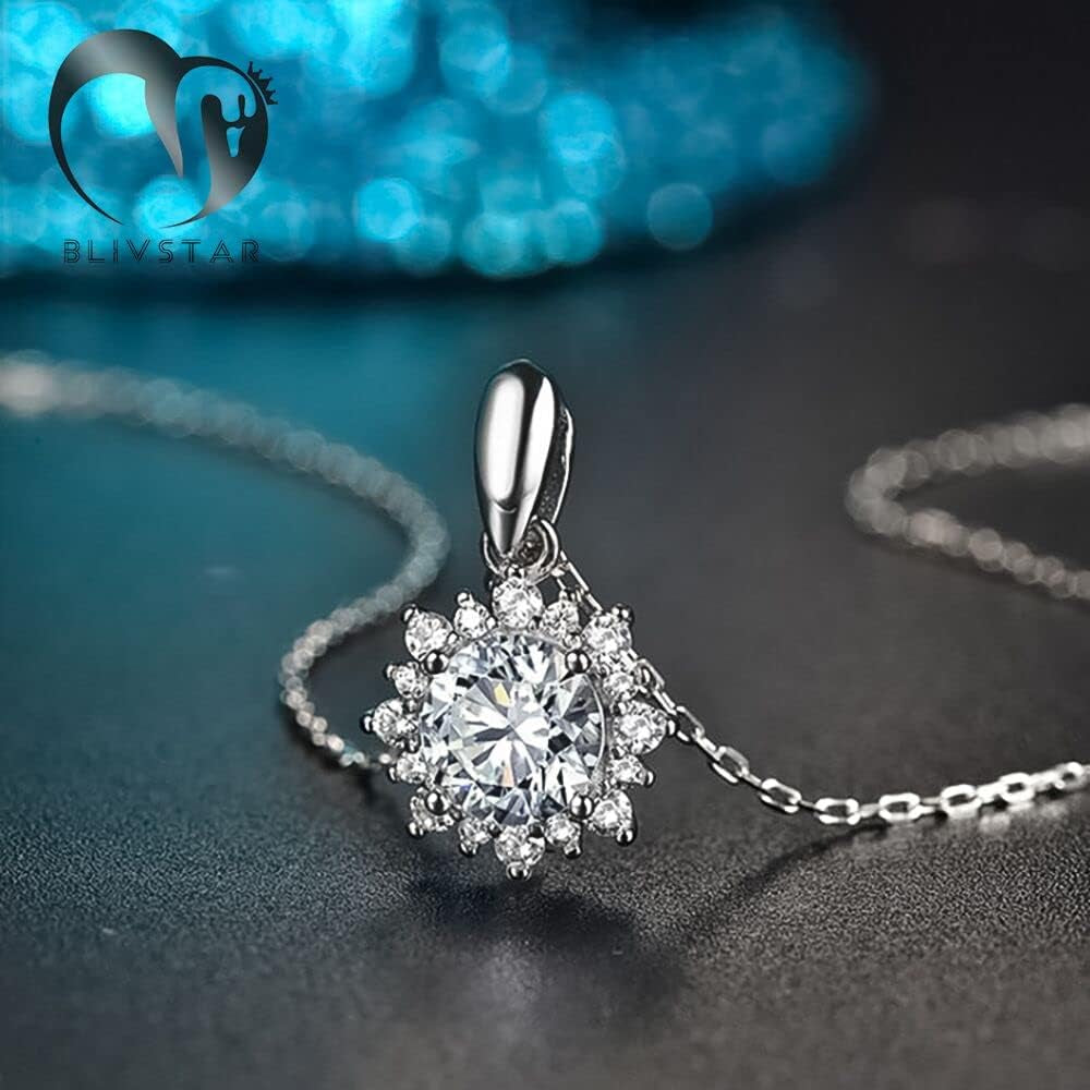 Moissanite Sunflower Pendant Necklace