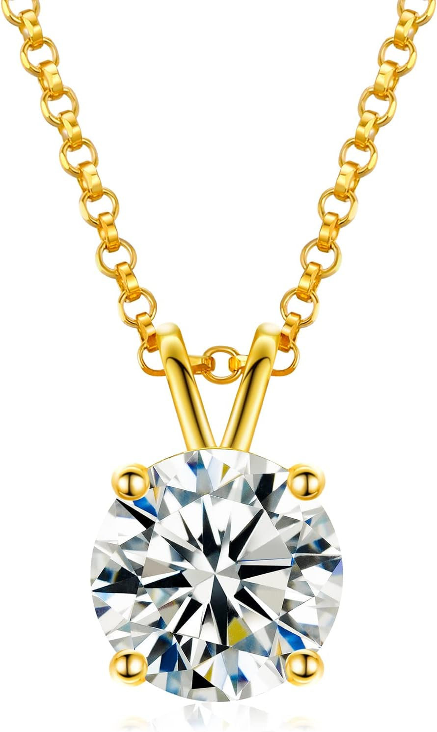 Round Solitaire Moissanite Necklace 