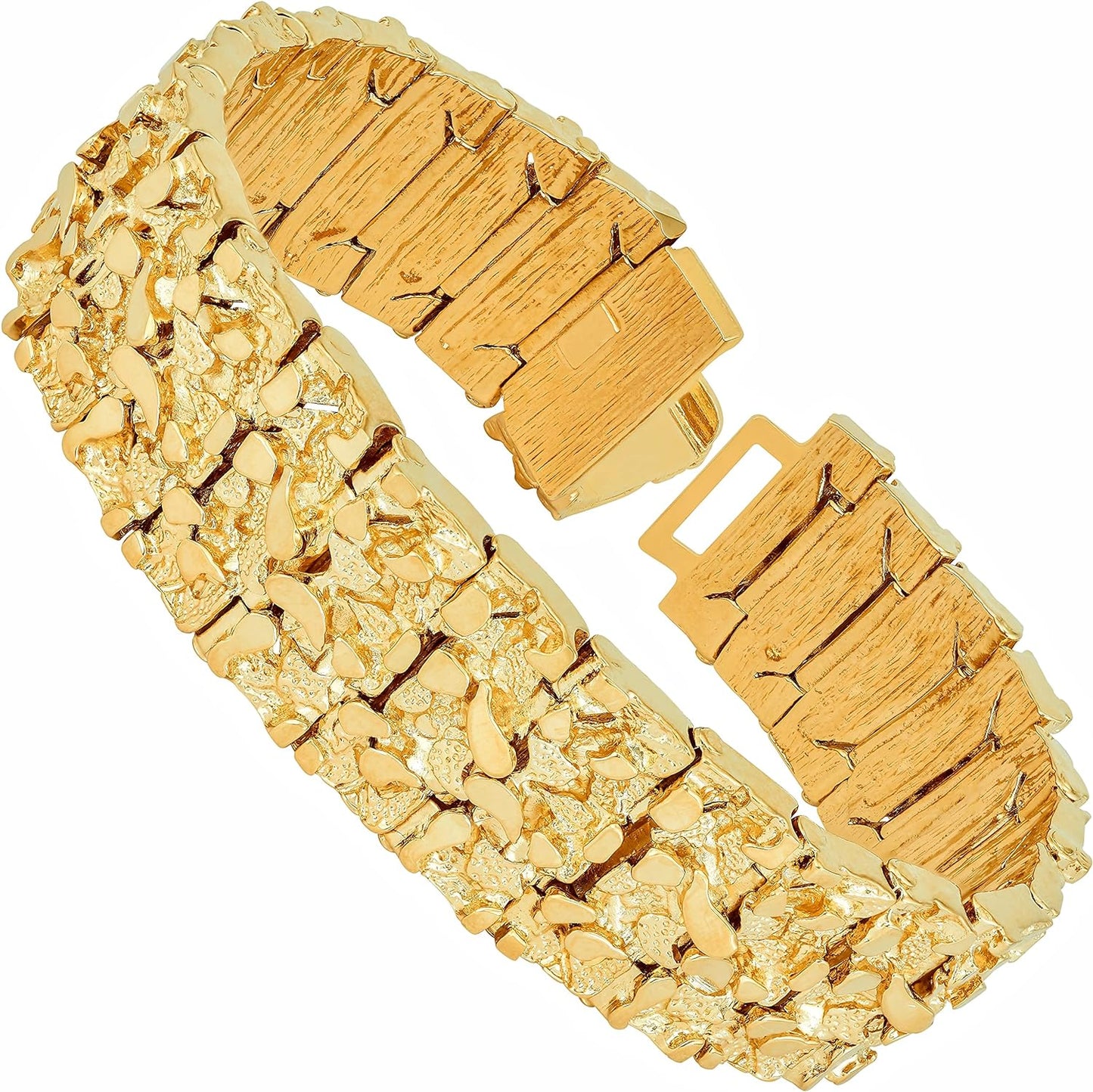 24K Gold Plated Rugged Nugget Bracelet (23mm)