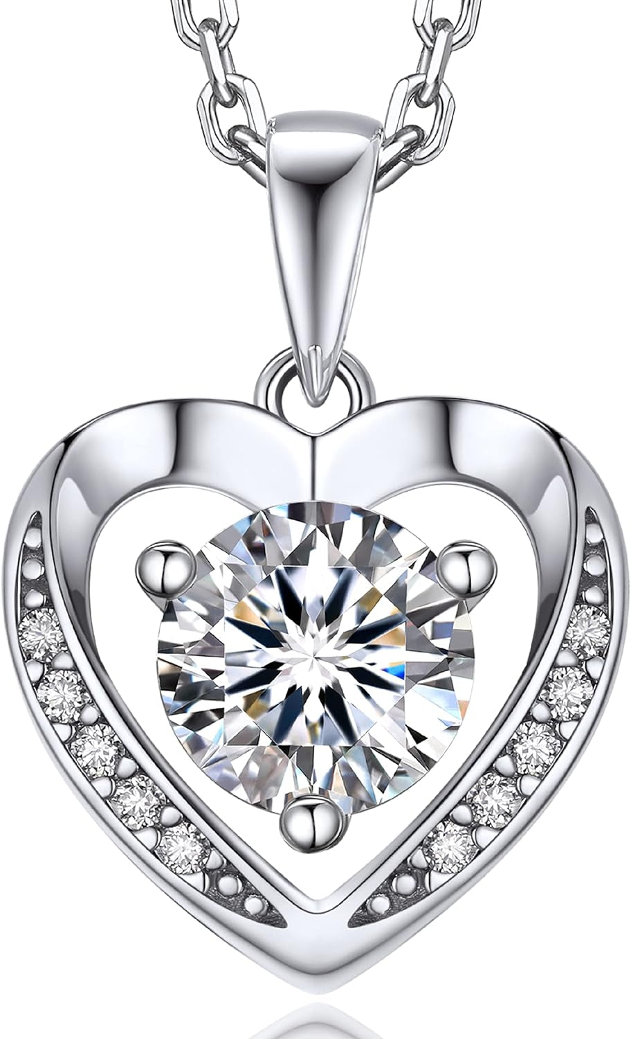 Moissanite Heart Necklace Pendant