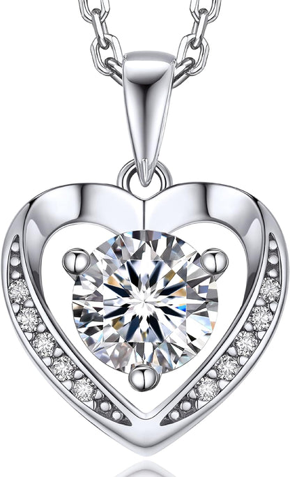 Moissanite Heart Necklace Pendant