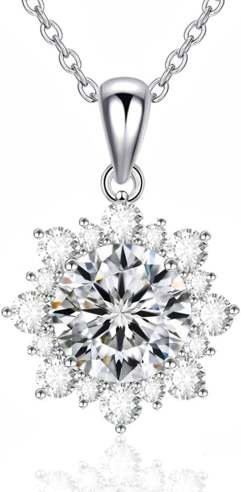 Moissanite Sunflower Pendant Necklace