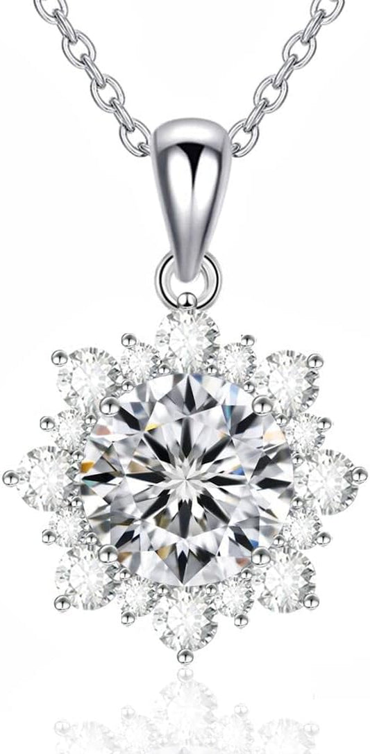 Moissanite Sunflower Pendant Necklace