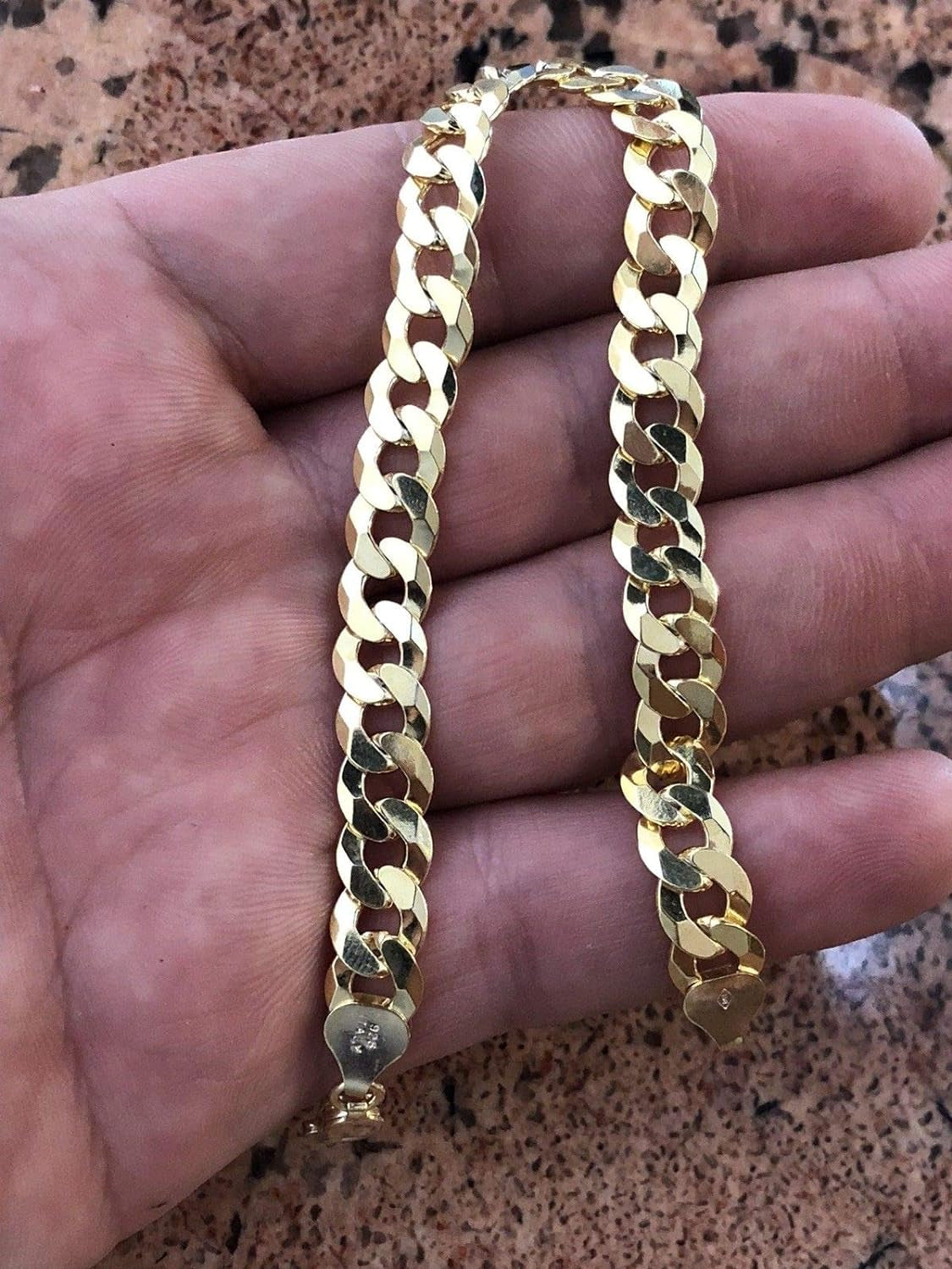 Two Tone Diamond Cut Paved Cuban Link Bracelet