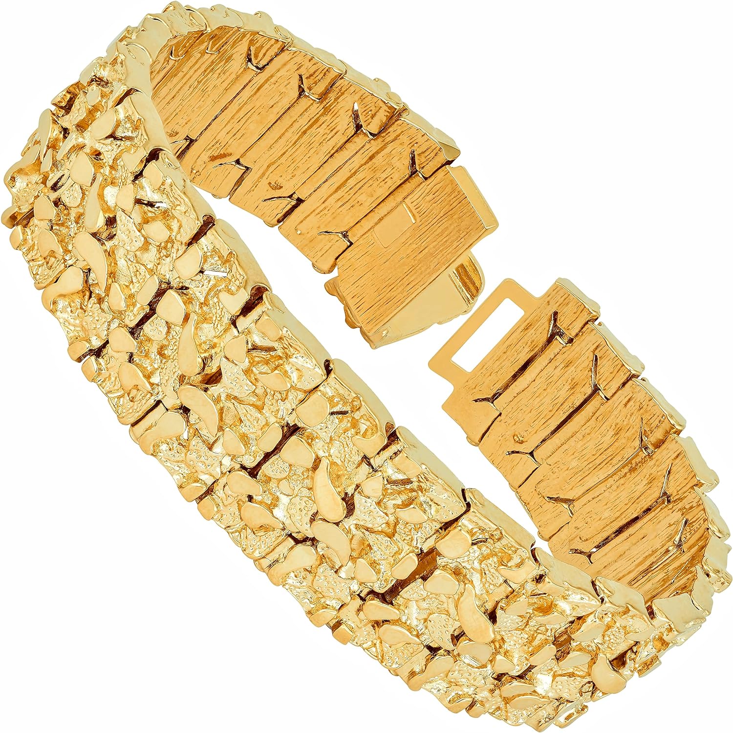 24K Gold Plated Rugged Nugget Bracelet (23mm)