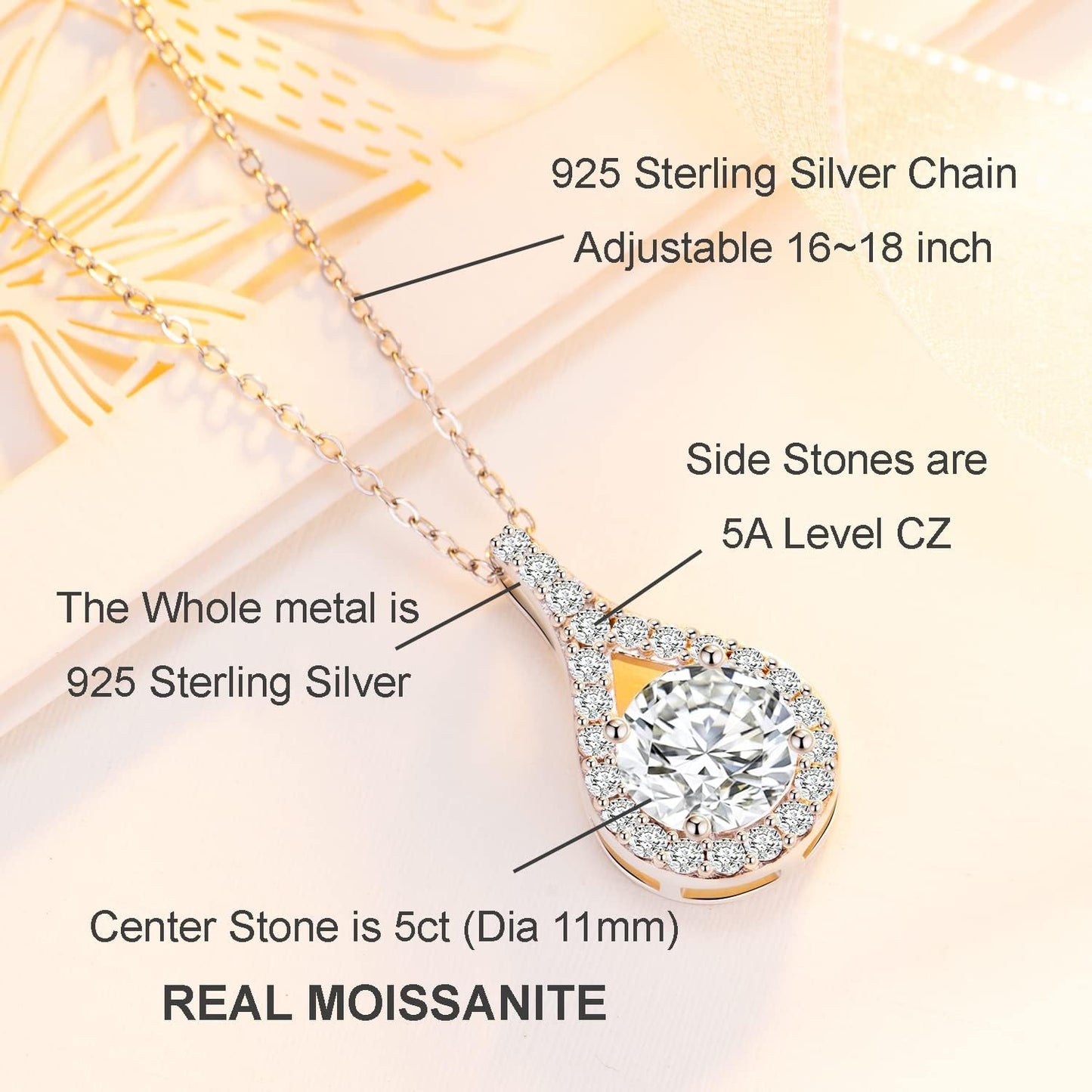 Moissanite Tear Drop Necklace  