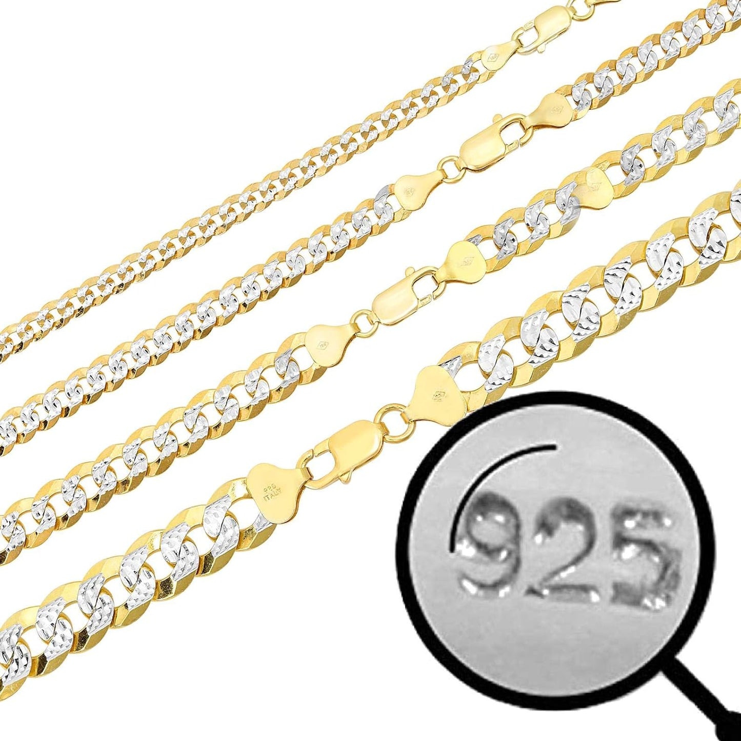 Two Tone Diamond Cut Flat Cuban Chain