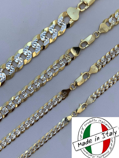 Two Tone Diamond Cut Flat Cuban Chain