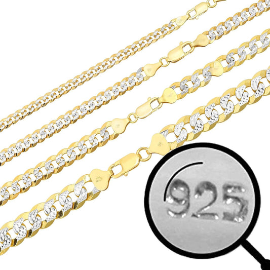 Two Tone Diamond Cut Flat Cuban Chain