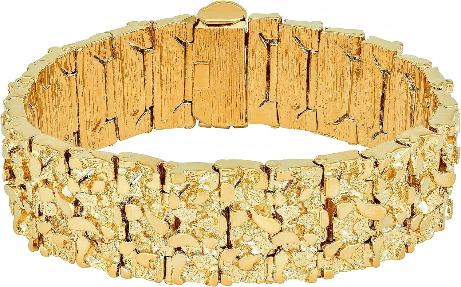 24K Gold Plated Rugged Nugget Bracelet (23mm)