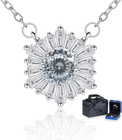 Moissanite Sunflower Pendant Necklace