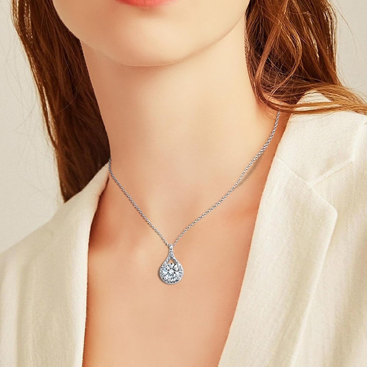 Ideal Cut 3CT Moissanite Tear Drop Pendant Necklace  