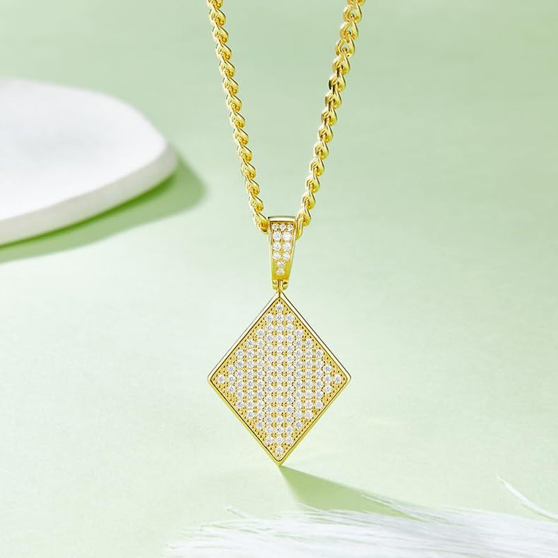  VVS1 Moissanite Rhombus Pendant