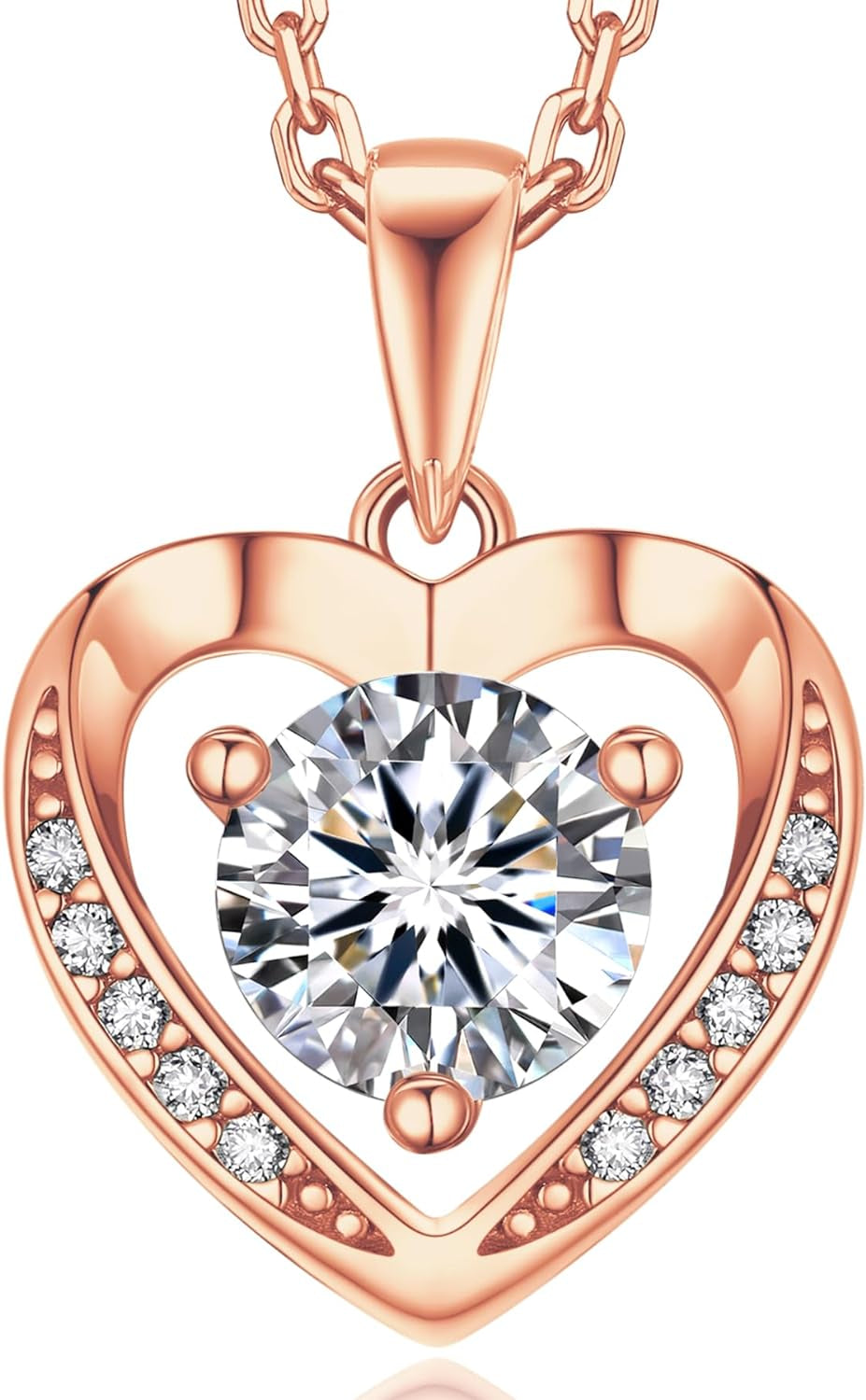 Moissanite Heart Necklace Pendant