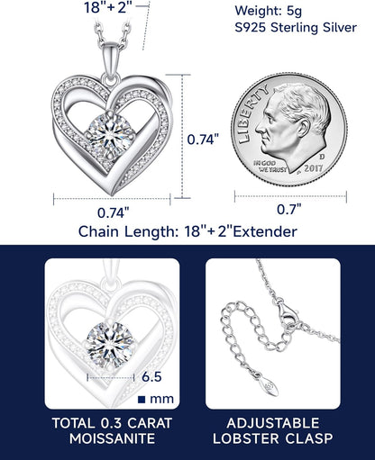 Moissanite Heart Necklace Pendant