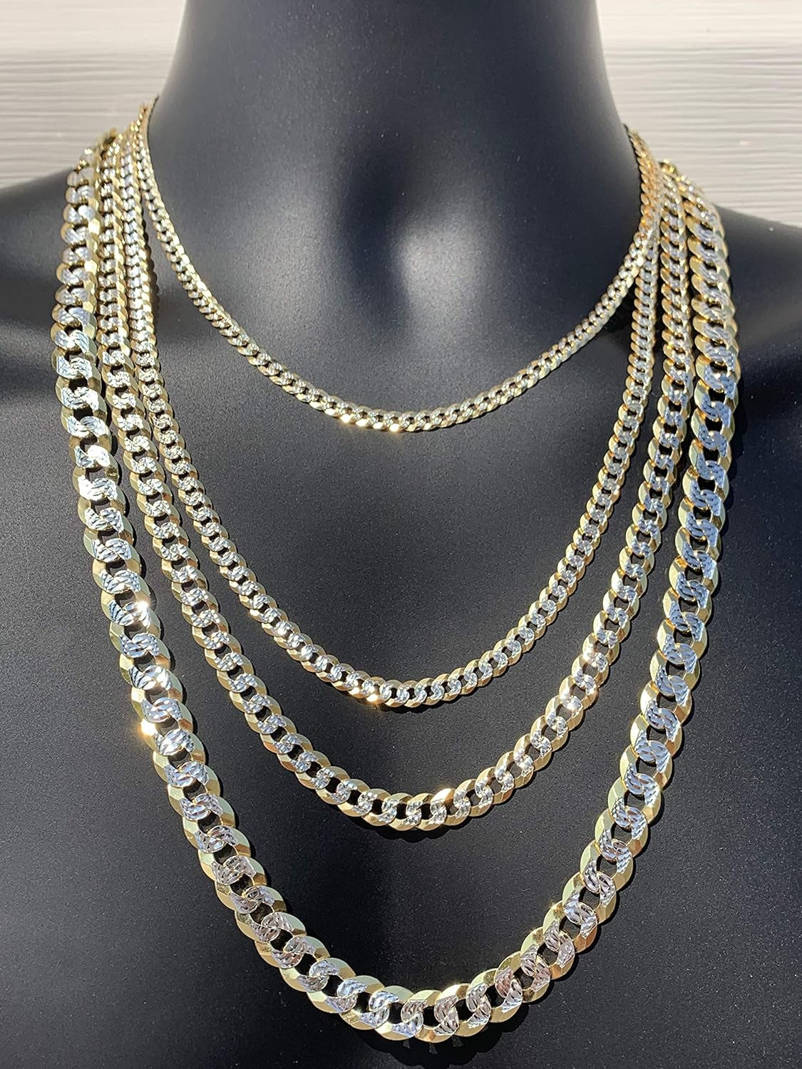 Two Tone Diamond Cut Flat Cuban Chain